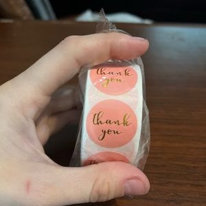 500 count Pink Modern Cursive Thank You Stickers